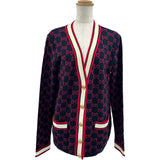 グッチ GUCCI GG総柄ジャガードウールニットカーディガン 554425 ネイビー ウール レディース カーディガン