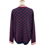 グッチ GUCCI GG総柄ジャガードウールニットカーディガン 554425 ネイビー ウール レディース カーディガン