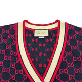 グッチ GUCCI GG総柄ジャガードウールニットカーディガン 554425 ネイビー ウール レディース カーディガン