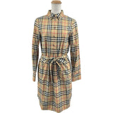 バーバリーロンドン BURBERRY LONDON ベルテッドチェックワンピース 8024585 ベージュ コットン レディース ワンピース