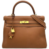 エルメス HERMES ケリー32 内縫い A刻印 ゴールド シルバー金具 トゴ レディース ショルダーバッグ