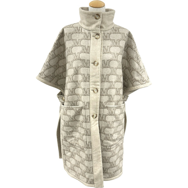 マックスマーラ Max Mara モノグラムリバーシブルカシミヤポンチョ