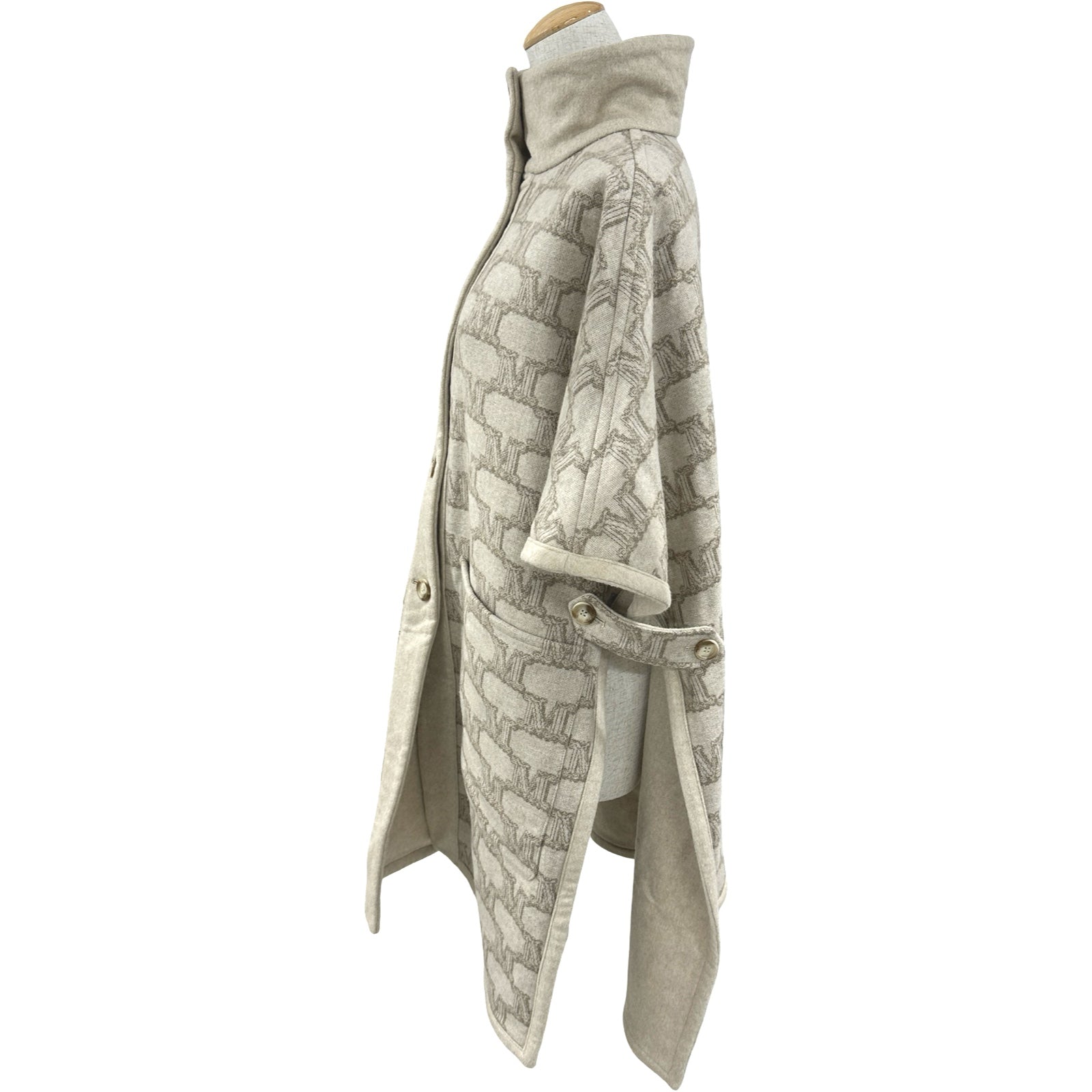 マックスマーラ Max Mara モノグラムリバーシブルカシミヤポンチョ
