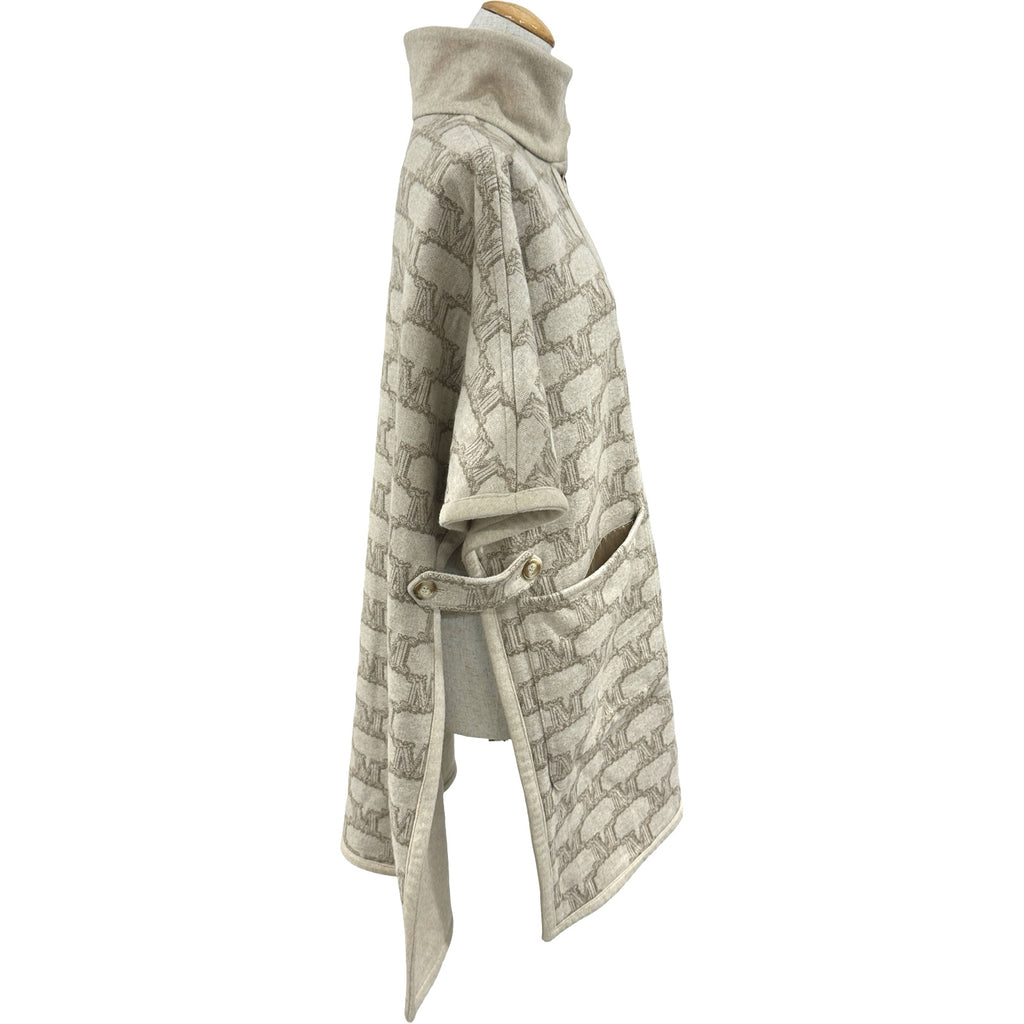 マックスマーラ Max Mara モノグラムリバーシブルカシミヤポンチョ 