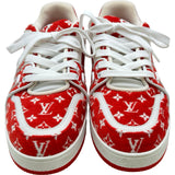 ルイ・ヴィトン LOUIS VUITTON トレイナーライン モノグラムローカットスニーカー LD0233 レッド ベロア メンズ スニーカー