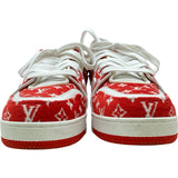 ルイ・ヴィトン LOUIS VUITTON トレイナーライン モノグラムローカットスニーカー LD0233 レッド ベロア メンズ スニーカー
