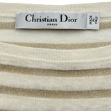 クリスチャン・ディオール Christian Dior ゴールドプリントボーダーライトニットセーター 214S51AM920 ベージュ リネン レディース セーター