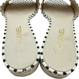 シャネル CHANEL ココマークカメリアドットサンダル ホワイト レザー レディース サンダル