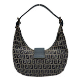 フェンディ FENDI ズッキーノ ハーフムーンバッグ ネイビー ナイロンジャガード レディース ショルダーバッグ