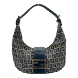 フェンディ FENDI ズッキーノ ハーフムーンバッグ ネイビー ナイロンジャガード レディース ショルダーバッグ