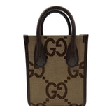 グッチ GUCCI ジャンボGG ミニトート 699406 ブラウン ジャンボGGキャンバス/レザー レディース トートバッグ