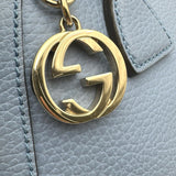 グッチ GUCCI インターロッキングG ハンドバッグ 449661 ライトブルー レザー レディース ショルダーバッグ