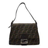 フェンディ FENDI マンマ セミショルダーバッグ ブラウン ナイロンジャガード レディース ショルダーバッグ