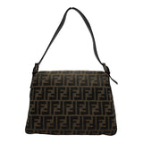 フェンディ FENDI マンマ セミショルダーバッグ ブラウン ナイロンジャガード レディース ショルダーバッグ