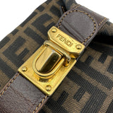 フェンディ FENDI ズッキーノ ハンドバッグ ブラウン ナイロンジャガード レディース ポーチ