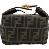 フェンディ FENDI ズッキーノ ハンドバッグ ブラウン ナイロンジャガード レディース ポーチ