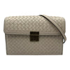 ボッテガ・ヴェネタ BOTTEGA VENETA イントレチャート フラップ ショルダーバッグ アイボリー レザー レディース ショルダーバッグ