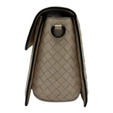 ボッテガ・ヴェネタ BOTTEGA VENETA イントレチャート フラップ ショルダーバッグ アイボリー レザー レディース ショルダーバッグ