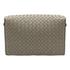 ボッテガ・ヴェネタ BOTTEGA VENETA イントレチャート フラップ ショルダーバッグ アイボリー レザー レディース ショルダーバッグ