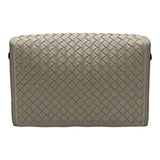 ボッテガ・ヴェネタ BOTTEGA VENETA イントレチャート フラップ ショルダーバッグ アイボリー レザー レディース ショルダーバッグ
