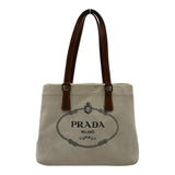 プラダ PRADA ロゴトートバッグ アイボリー キャンバス/レザー レディース トートバッグ