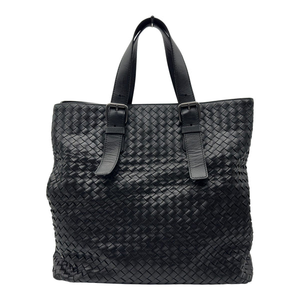 ボッテガべネタ　革と生地の2way 肩がけ　素敵なブラックトートバッグ ボッテガ・ヴェネタ BOTTEGA VENETA イントレチャート トートバッグ