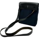 エルメス HERMES エールバッグTPM □H刻印 ネイビー シルバー金具 トワル レディース ショルダーバッグ