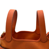 エルメス HERMES ピコタンロックPM カーゴ U刻印 オレンジ ゴールド金具 トワル/スイフト レディース ハンドバッグ