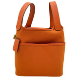エルメス HERMES ピコタンロックPM カーゴ U刻印 オレンジ ゴールド金具 トワル/スイフト レディース ハンドバッグ
