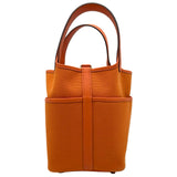 エルメス HERMES ピコタンロックPM カーゴ U刻印 オレンジ ゴールド金具 トワル/スイフト レディース ハンドバッグ