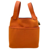 エルメス HERMES ピコタンロックPM カーゴ U刻印 オレンジ ゴールド金具 トワル/スイフト レディース ハンドバッグ