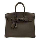 エルメス HERMES バーキン25 □R刻 トープ シルバー金具 トゴ レディース ハンドバッグ