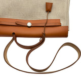 エルメス HERMES エールバッグMM C刻印 ベージュ/ゴールド シルバー金具 トワル/ハンター レディース ショルダーバッグ