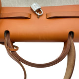 エルメス HERMES エールバッグMM C刻印 ベージュ/ゴールド シルバー金具 トワル/ハンター レディース ショルダーバッグ
