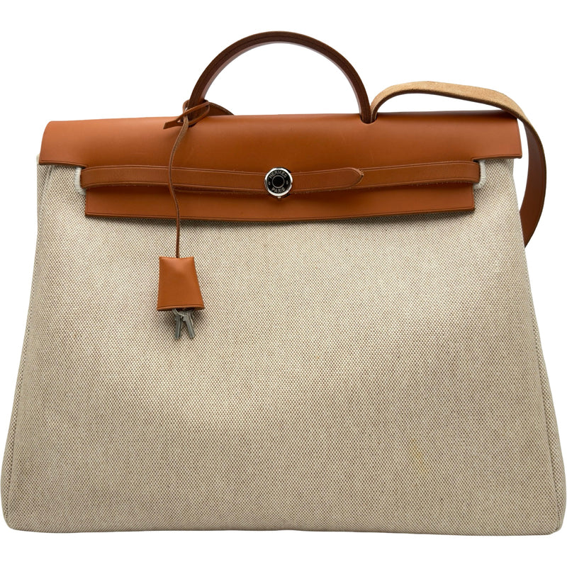 エルメス HERMES エールバッグMM C刻印 ベージュ/ゴールド シルバー
