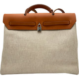 エルメス HERMES エールバッグMM C刻印 ベージュ/ゴールド シルバー金具 トワル/ハンター レディース ショルダーバッグ