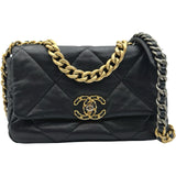 シャネル CHANEL CHANEL19バッグ AS1160 28番台 ブラック シルバー/ゴールド金具 シャイニーラムスキン レディース ショルダーバッグ