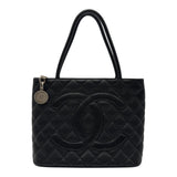 シャネル CHANEL 復刻トート A01804 6番台 ブラック シルバー金具 キャビアスキン レディース トートバッグ