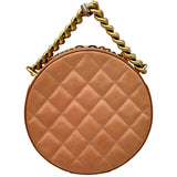 シャネル CHANEL ココマーク ラウンドショルダーバッグ 25番台 ベージュ ゴールド金具 カーフスキン レディース ショルダーバッグ