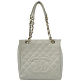 シャネル CHANEL PSTチェーントートバッグ　 A50994 7番台 ホワイト ゴールド金具 キャビアスキン レディース トートバッグ