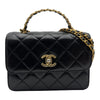シャネル CHANEL マトラッセ トップハンドルフラップバッグ AS3886 ブラック ゴールド金具 シャイニーラムスキン レディース ショルダーバッグ