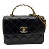 シャネル CHANEL マトラッセ トップハンドルフラップバッグ AS3886 ブラック ゴールド金具 シャイニーラムスキン レディース ショルダーバッグ