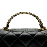 シャネル CHANEL マトラッセ トップハンドルフラップバッグ AS3886 ブラック ゴールド金具 シャイニーラムスキン レディース ショルダーバッグ