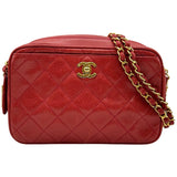 シャネル CHANEL マトラッセ カメラバッグ 3番台 レッド ゴールド金具 キャビアスキン レディース ショルダーバッグ