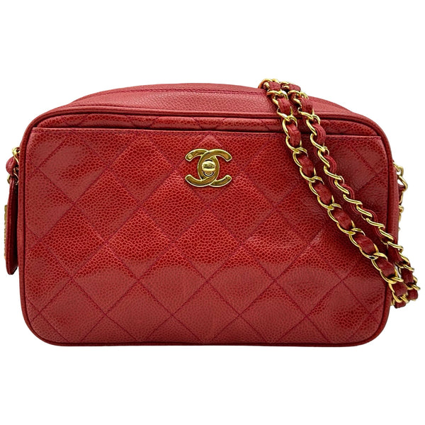 シャネル CHANEL マトラッセ カメラバッグ 3番台 レッド ゴールド金具