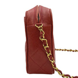 シャネル CHANEL マトラッセ カメラバッグ 3番台 レッド ゴールド金具 キャビアスキン レディース ショルダーバッグ