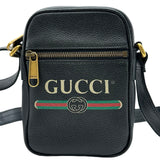 グッチ GUCCI ロゴプリントショルダーバッグ 574803 ブラック レザー ユニセックス ショルダーバッグ