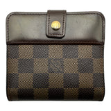 ルイ・ヴィトン LOUIS VUITTON コンパクトジップ N61668 ブラウン ダミエ/レザー レディース 二つ折り財布