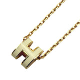 エルメス HERMES ポップH ミニネックレス アイボリー/ゴールド メタル エナメル ペンダント アクセサリー レディース