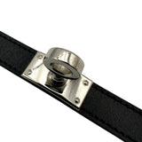 エルメス HERMES ケリードゥブルトゥールブレスレット T4 W刻印 ブラック シルバー金具 ボックスカーフ レディース ブレスレット